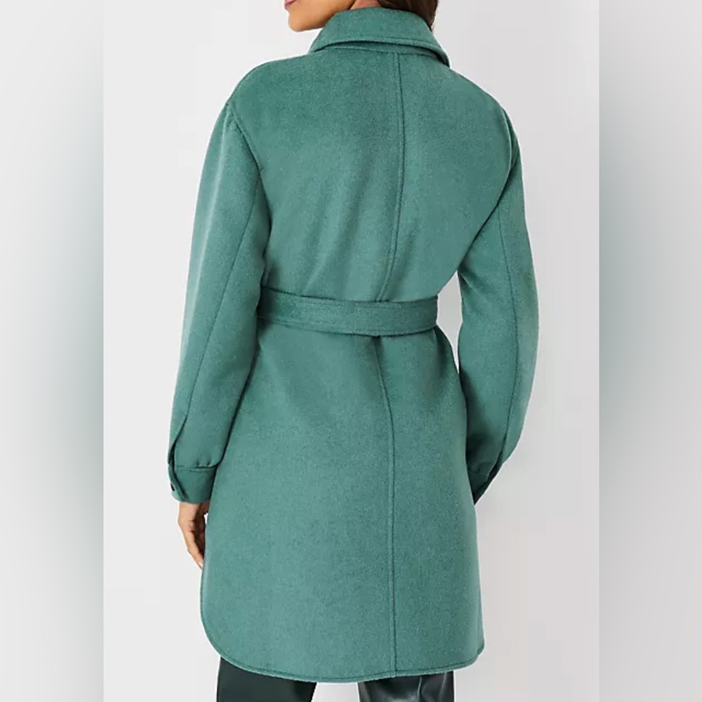 Ann Taylor Teal Belted Teal Wool Blend Belted Shirt Trench Coat XSP - Picture 5 of 7